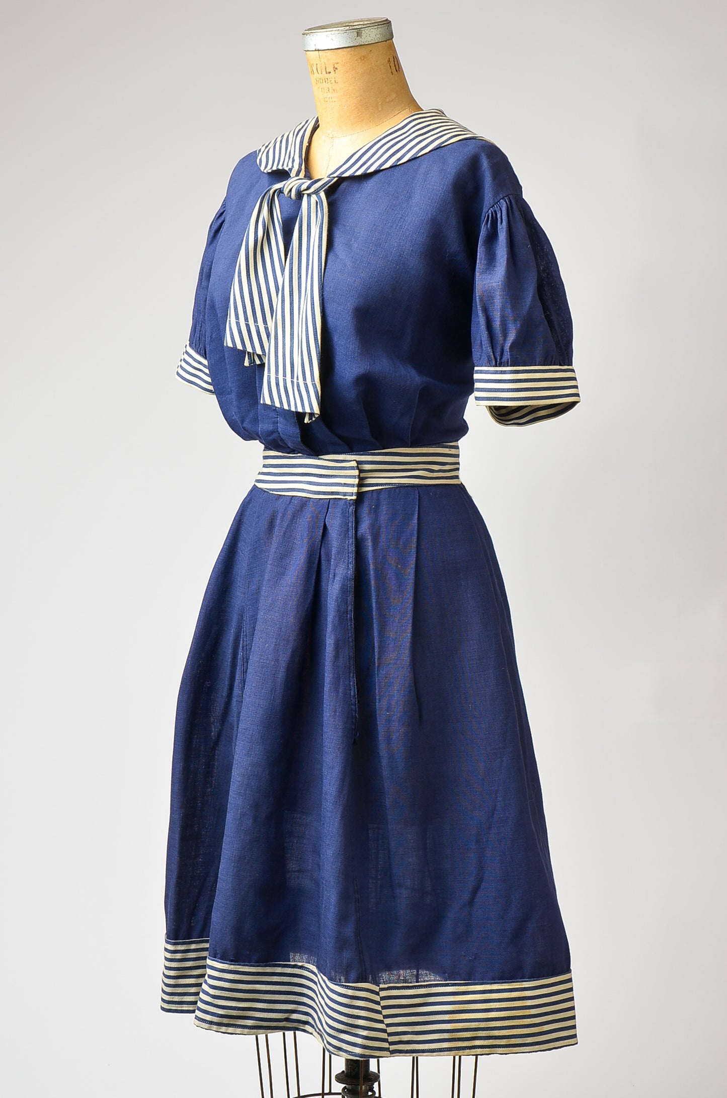 1800s Sun Dress Dark Blue Cotton Edwardian Swim Dress