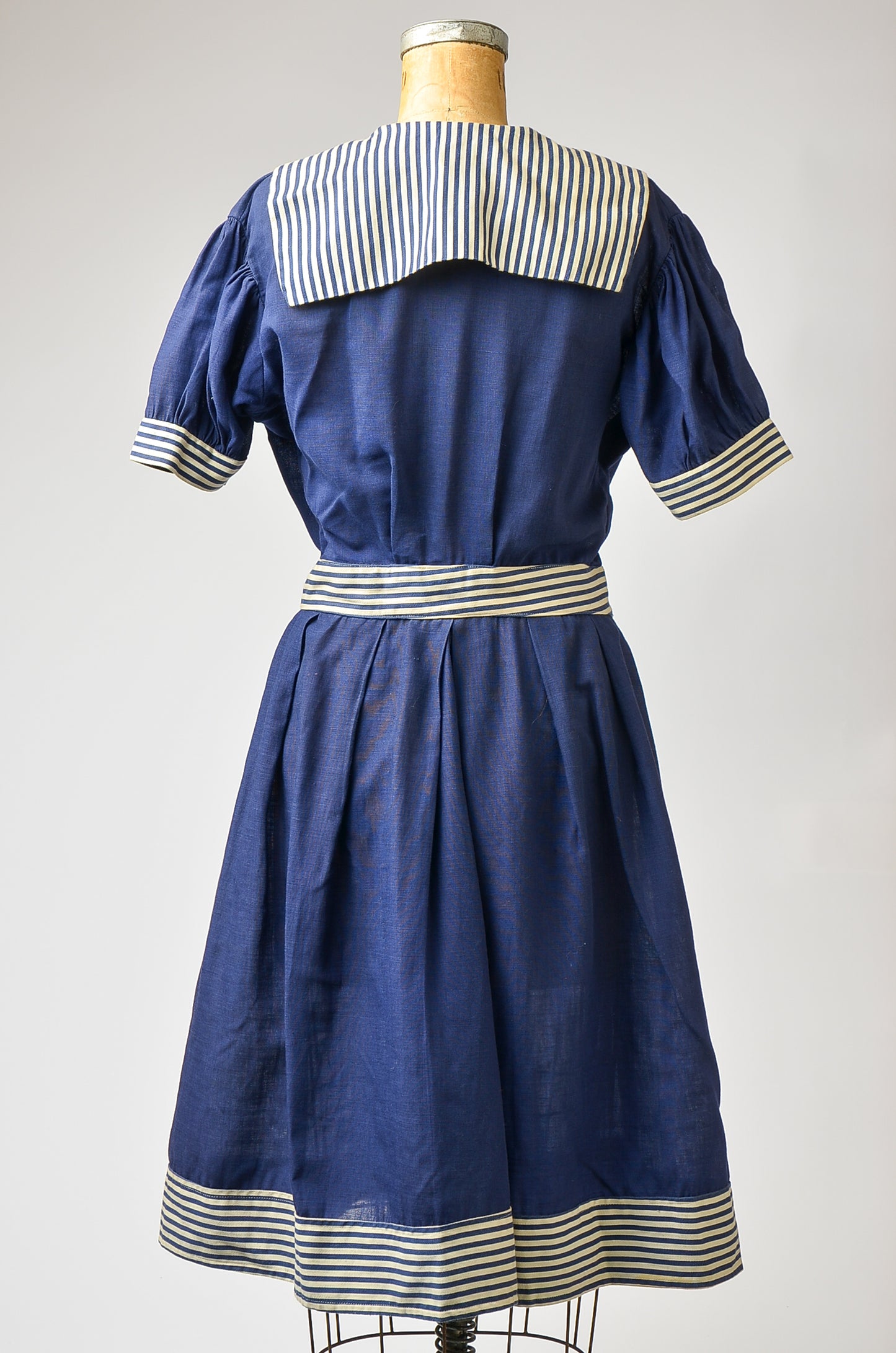 1800s Sun Dress Dark Blue Cotton Edwardian Swim Dress