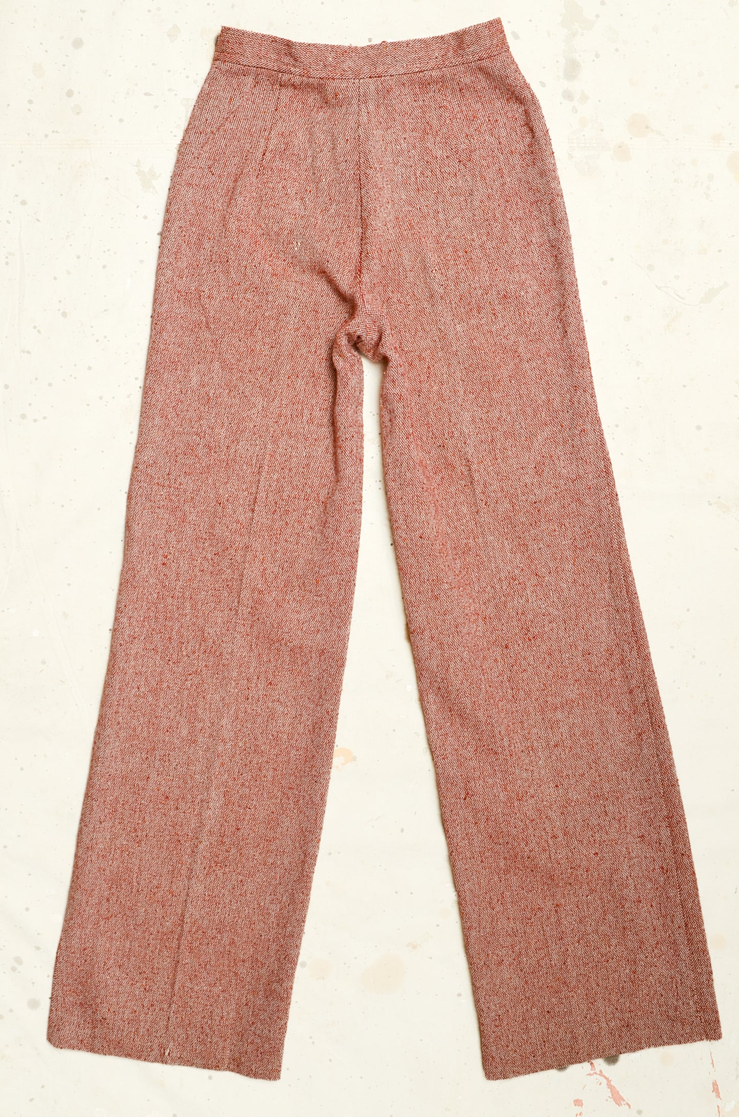 1970s Knit Pants High Waisted Red Wool Flared Glam 23 x 31