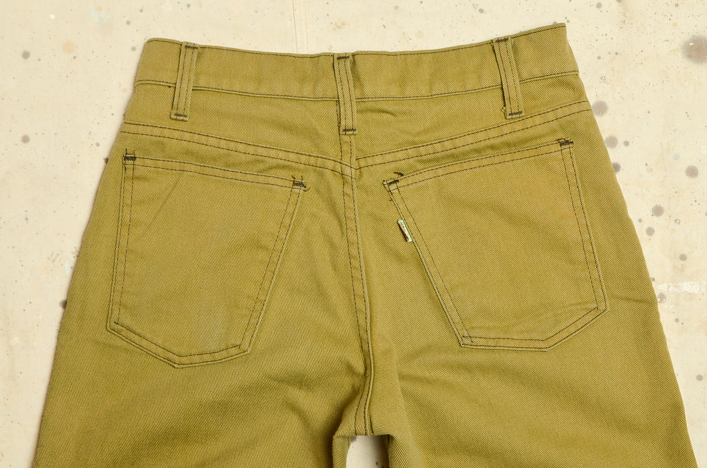 1970s Levis Cargo Pants Safari Style Light Green Hippie Jeans 28 x 27