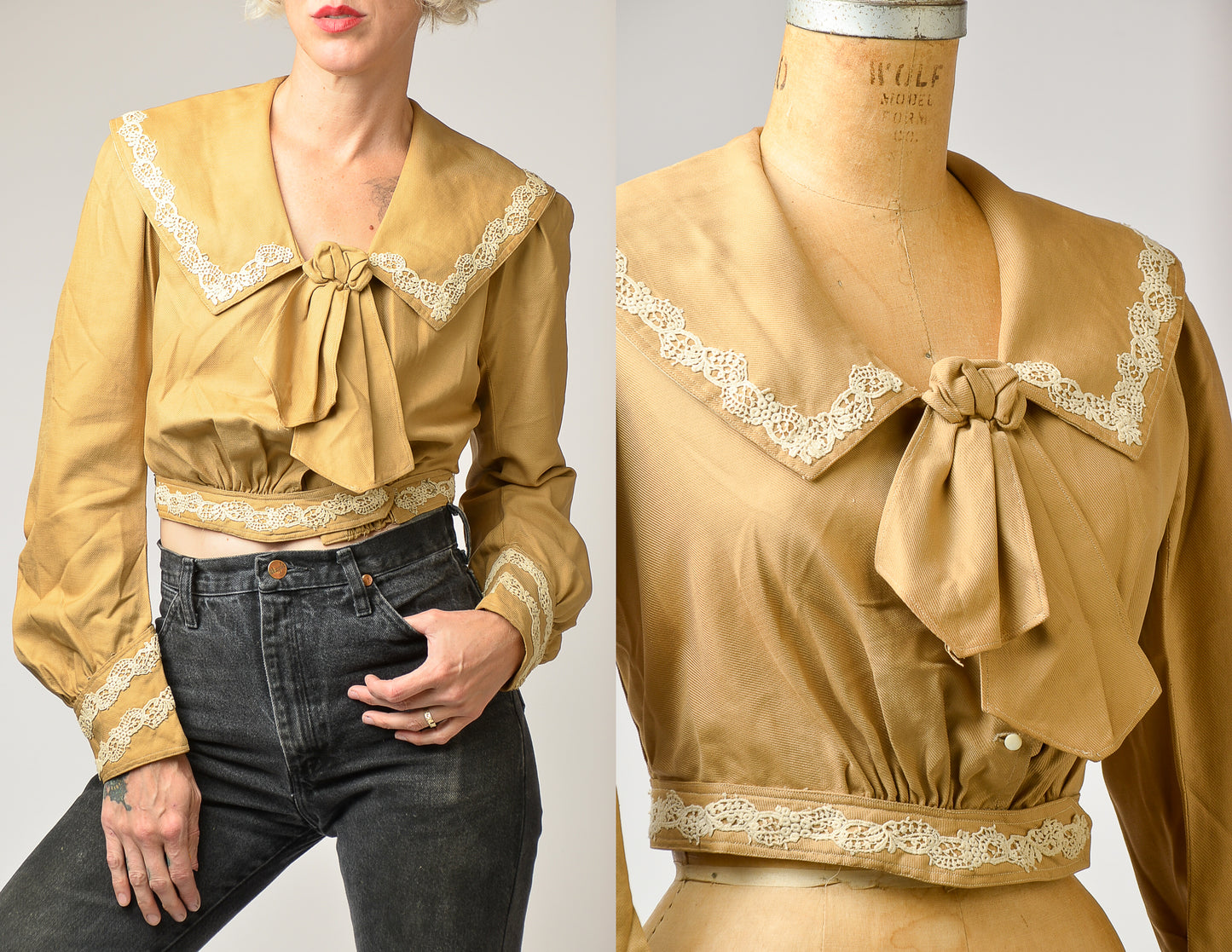 Victorian Blouse 1800's Brown Heavy Cotton Folk Blouse