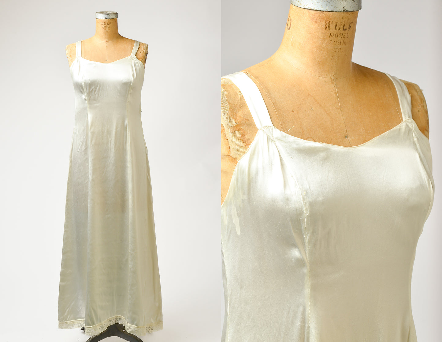 1920s Silk Satin Bridal Slip Full Length Slip Dress