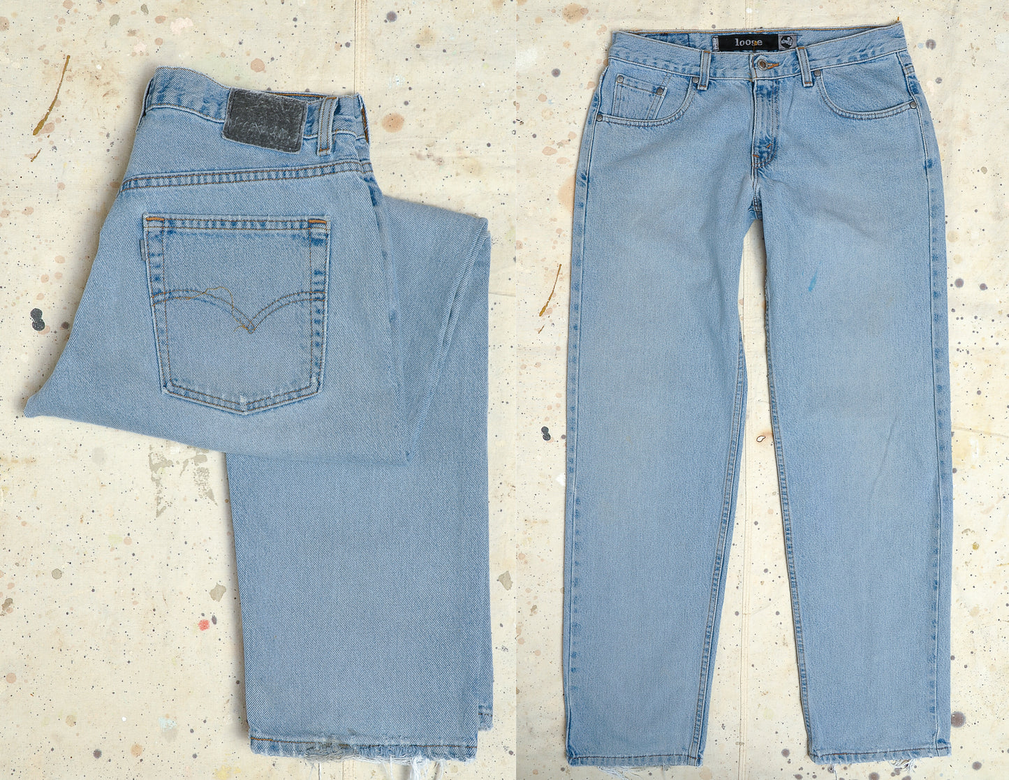 90s Levis Silvertab Distressed Light Wash Blue Denim Jeans 34 x 33