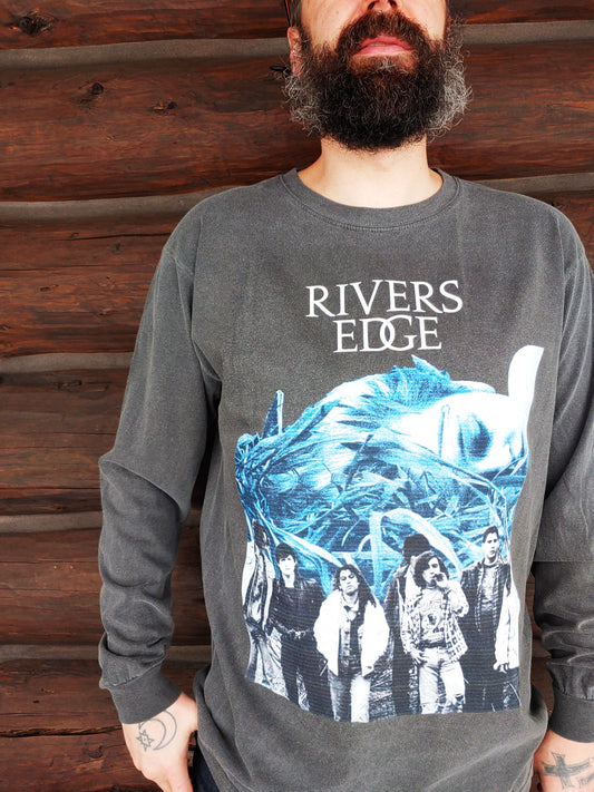 The Rivers Edge Front and Back Print Faded Black Long Sleeve T Shirt