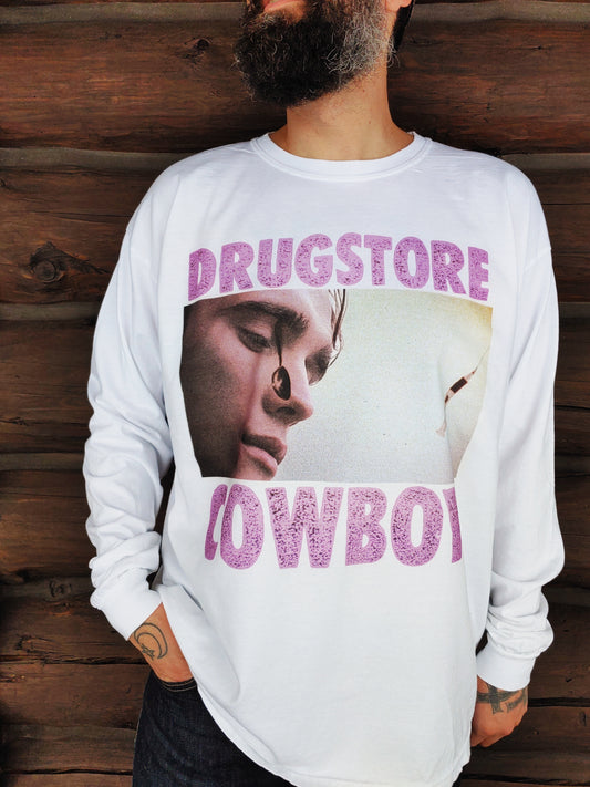 Drugstore Cowboy Front and Back Print Long Sleeve T Shirt