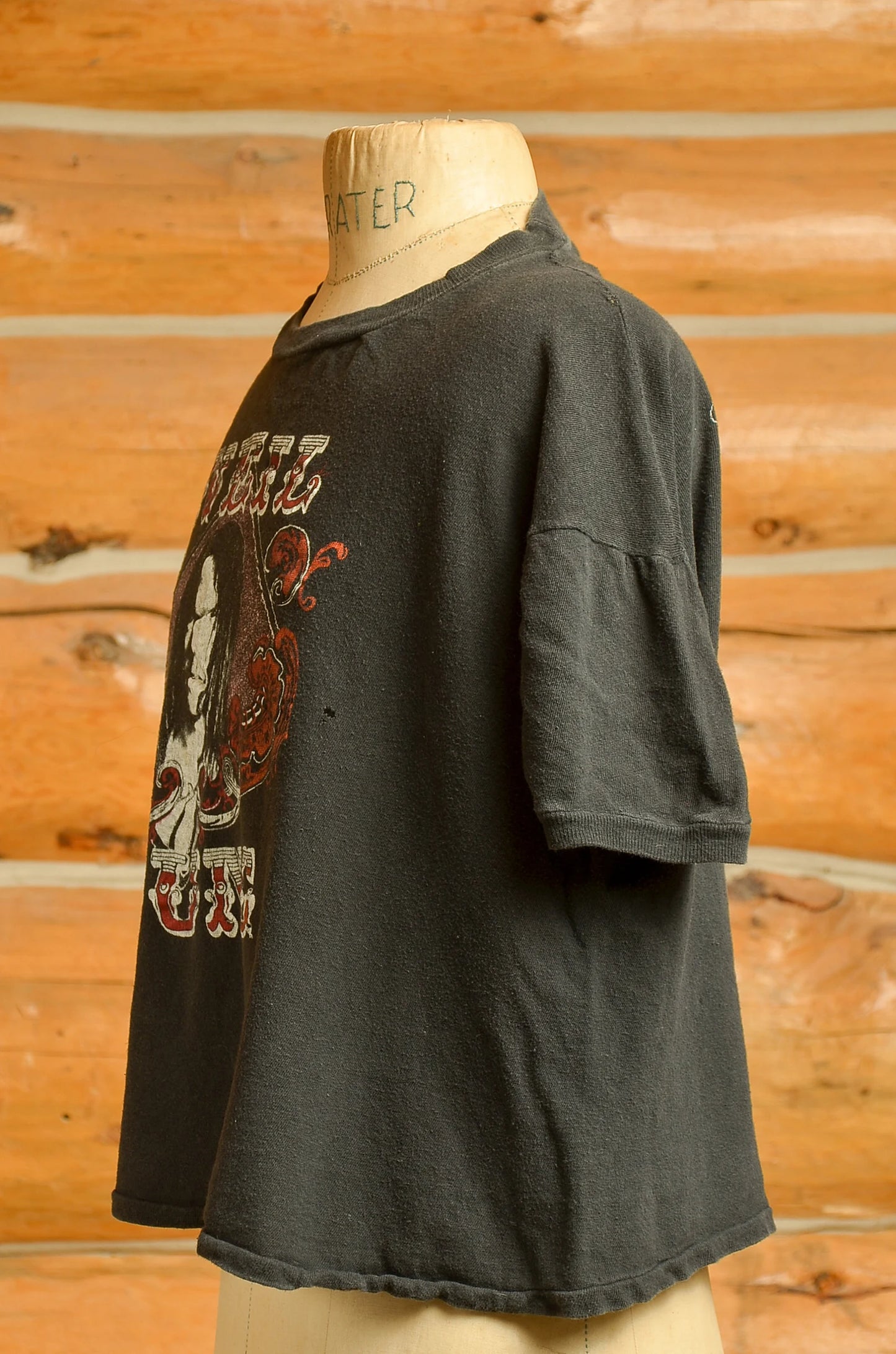 1970s Neil Young and Crazy Horse Black Cotton Front and Back Print T Shirt