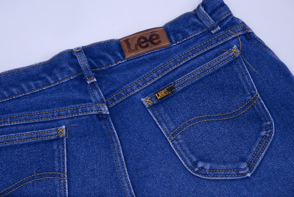 70s Lee Cut Off Dark Denim High Waisted Shorts W 32