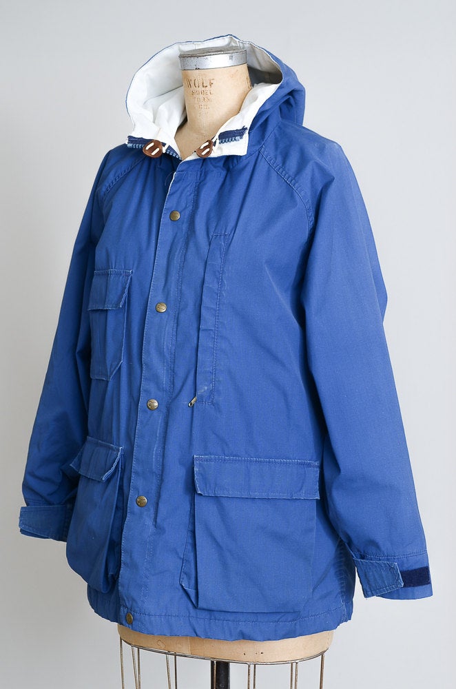 80s Woolrich Parka Blue Hooded Mountaineer Anorak Parka Womens Jacket