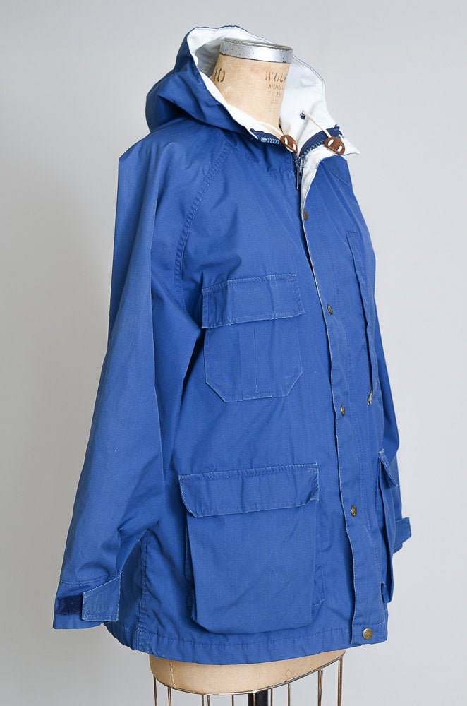 80s Woolrich Parka Blue Hooded Mountaineer Anorak Parka Womens Jacket