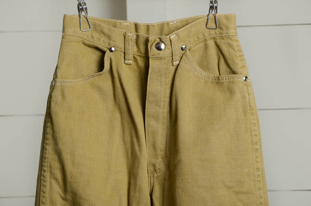 60s Wrangler Mustard Yellow Cotton Denim High Waisted Skinny Jean 24 x 28