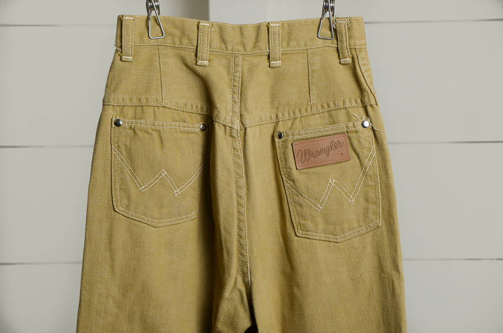 60s Wrangler Mustard Yellow Cotton Denim High Waisted Skinny Jean 24 x 28