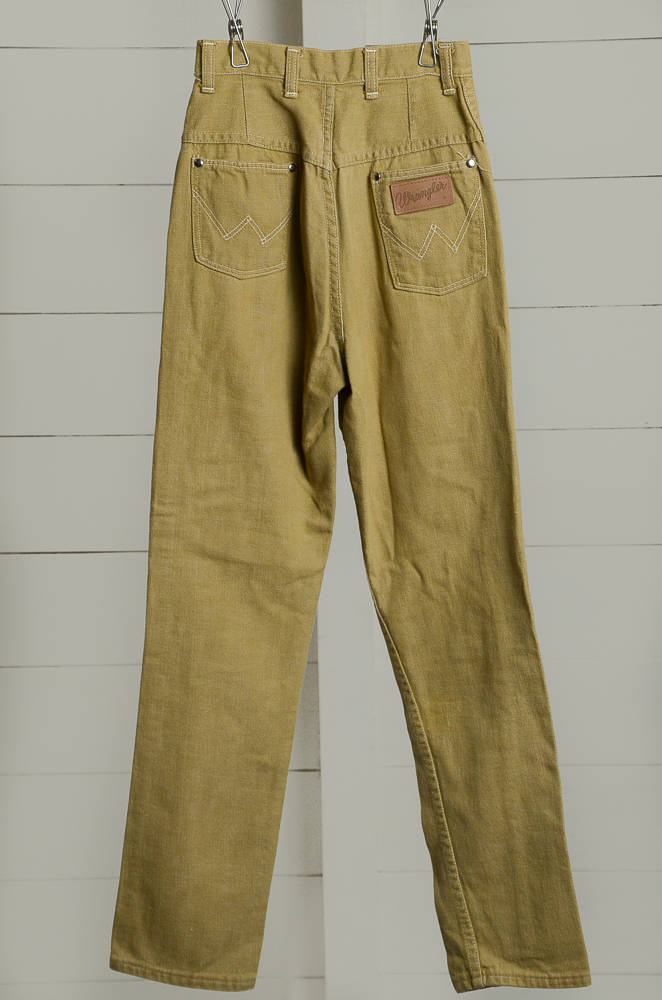 60s Wrangler Mustard Yellow Cotton Denim High Waisted Skinny Jean 24 x 28