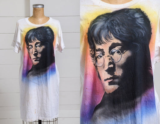 1980s John Lennon Airbrush Oversized T Shirt Dress