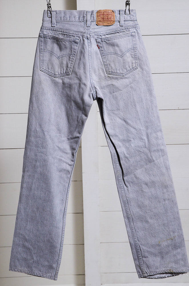 1980s Levis 701 Grey Denim Button Fly Made in USA High Waisted Jeans 25 x 28