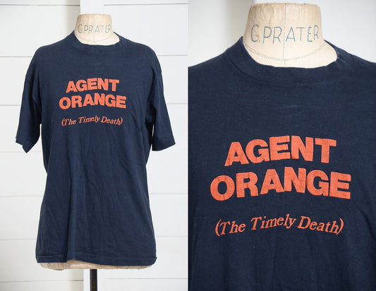 1970s Vietnam Agent Orange The Timely Death Rare Belton Tag Military T Shirt