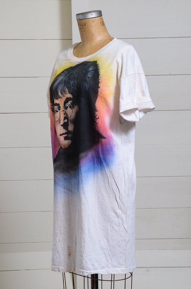 1980s John Lennon Airbrush Oversized T Shirt Dress