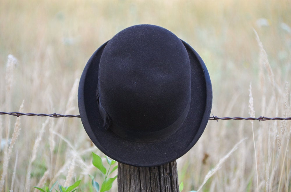 1910 Era Derby Hat Danbury Hatter Co Black Felt  Mens Dress Hat size 7 1/8