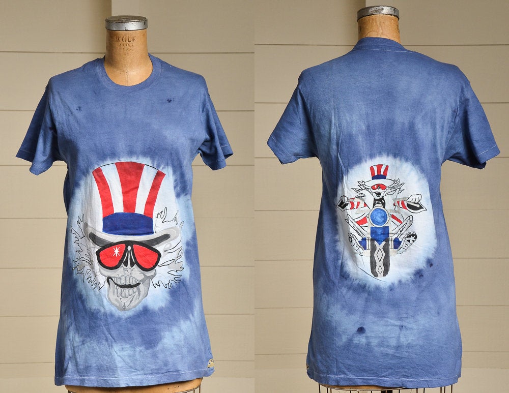 1980s Grateful Dead Uncle Sam Skeleton Tie Dye T Shirt