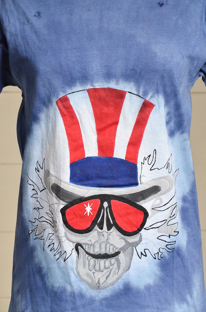 1980s Grateful Dead Uncle Sam Skeleton Tie Dye T Shirt