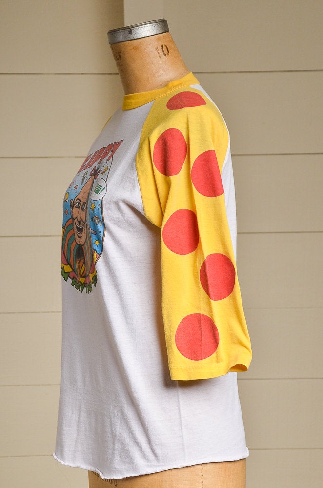 80s Zippy the Pinhead Cartoon Shirt w/ Pepperoni Pizza Sleeves