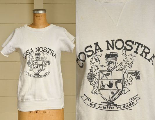 1960s Cosa Nostra We Aim to Please Sicilian Mafia Cut Off Sweatshirt