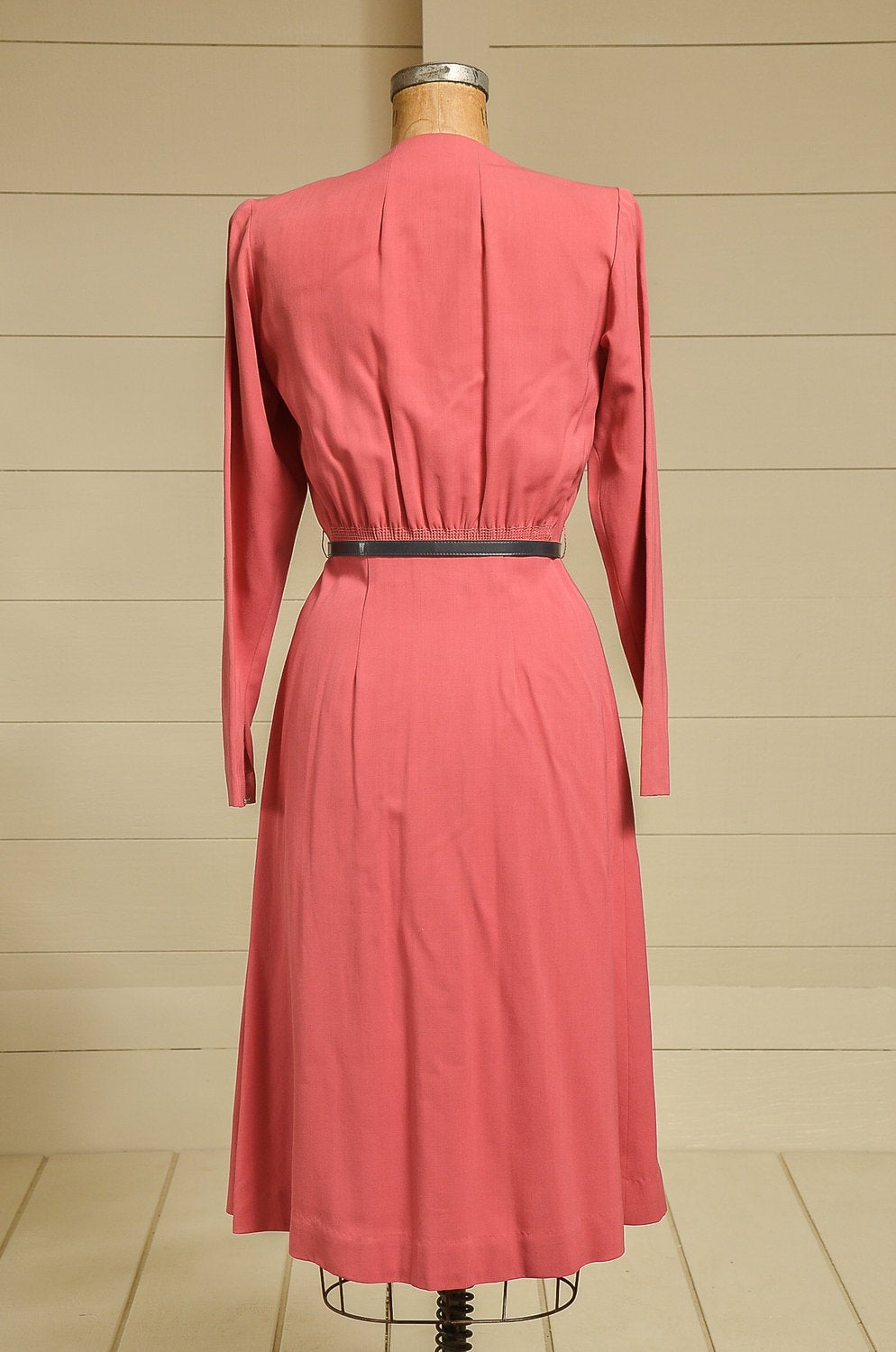 1950s Rayon Dress R & K Originals Rose Blush Pink Midi Dress