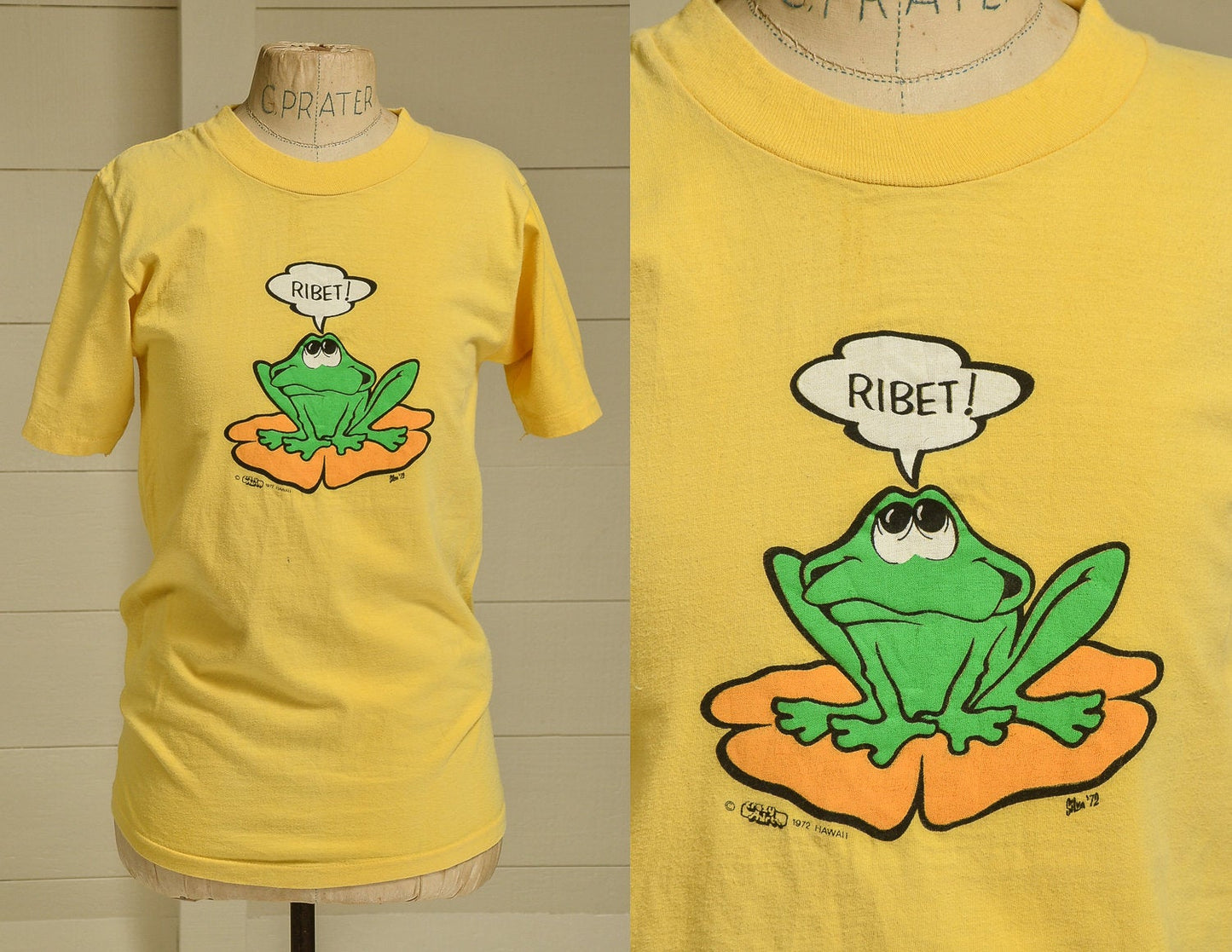 1972 Hawaii Surf Tee Crazy Shirt Frog Ribet T Shirt