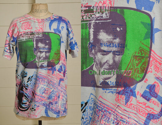 1980s Reagan All Over Print East Village 1986 Art Show Time Magazine Famous Art T Shirt