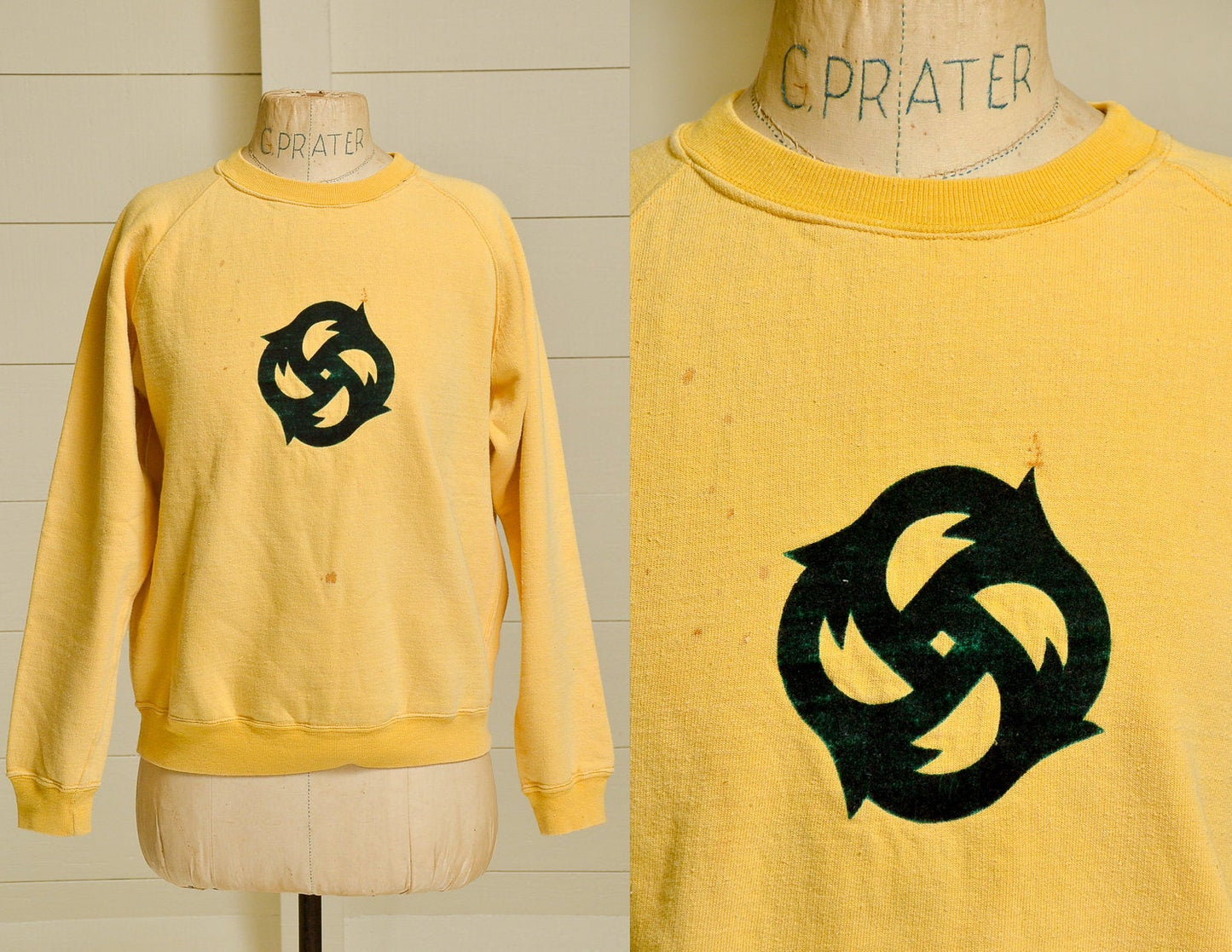 Early 70s Traffic Sweatshirt Yellow Cotton Flocked Rock Sweatshirt