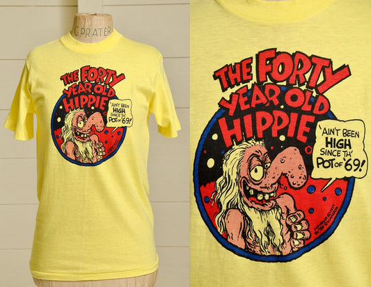 1971 Forty Year Old Hippie Ted Richards Promo T Shirt Deadstock