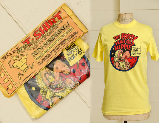 Deadstock Sealed 1971 Forty Year Old Hippie Ted Richards Promo T Shirt