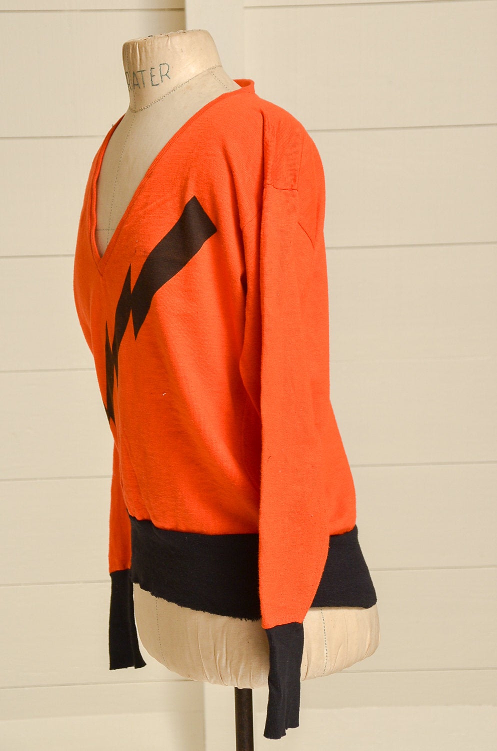 1950s Princeton University Cotton Knit Jersey Orange & Black Sweater