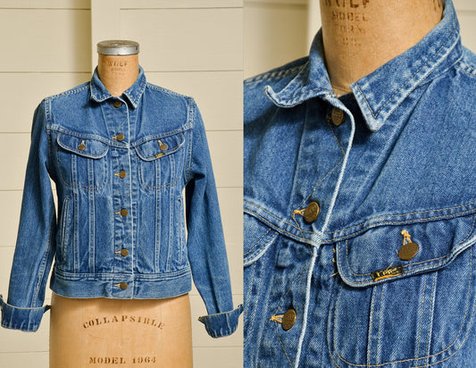 Vintage Lee Jean Jacket Blue Denim Western Ranch Hand Jean Jacket