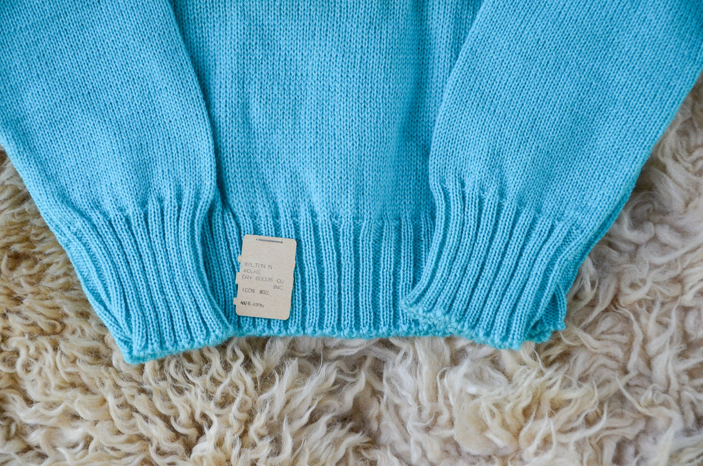 1950s Deadstock Kids Sweater Blue Cherub Horse Knit Wool Ski Sweater