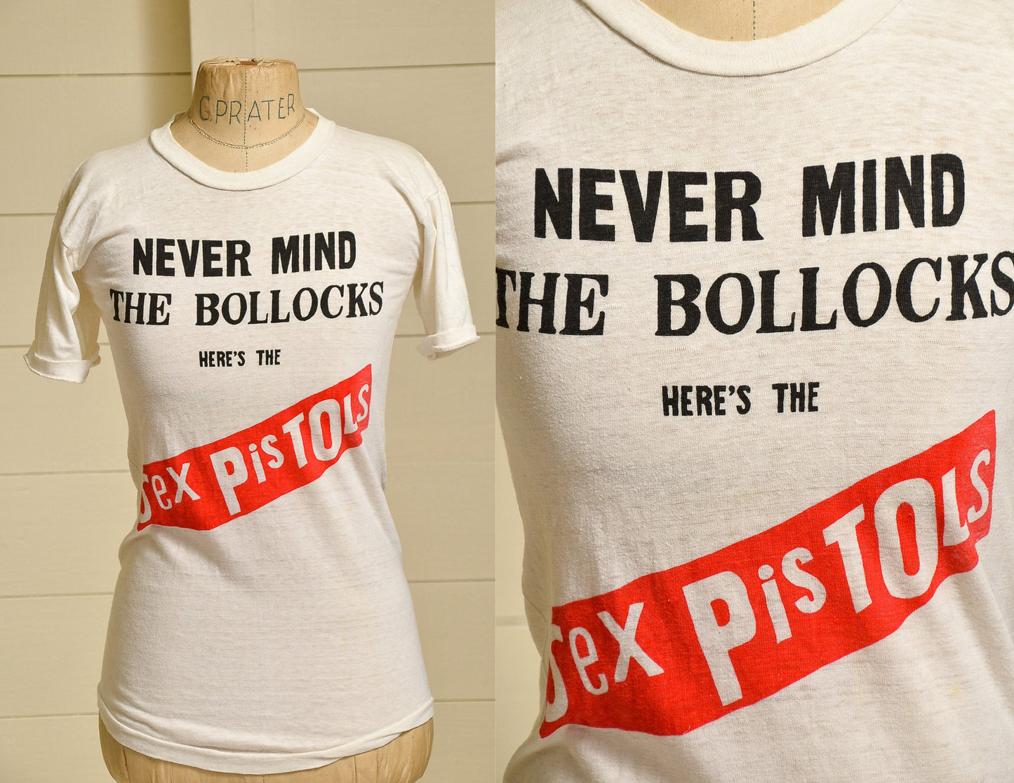 1970s Sex Pistols Never Mind the Bollocks White Cotton T Shirt