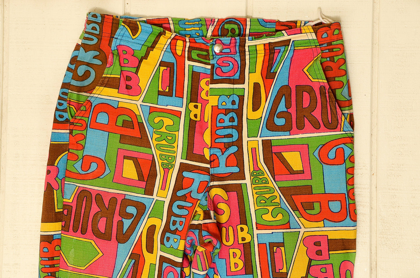 1960s Robert Bruce Grubb Pants Pop Art Print All Over Print Hippie 35 x 29