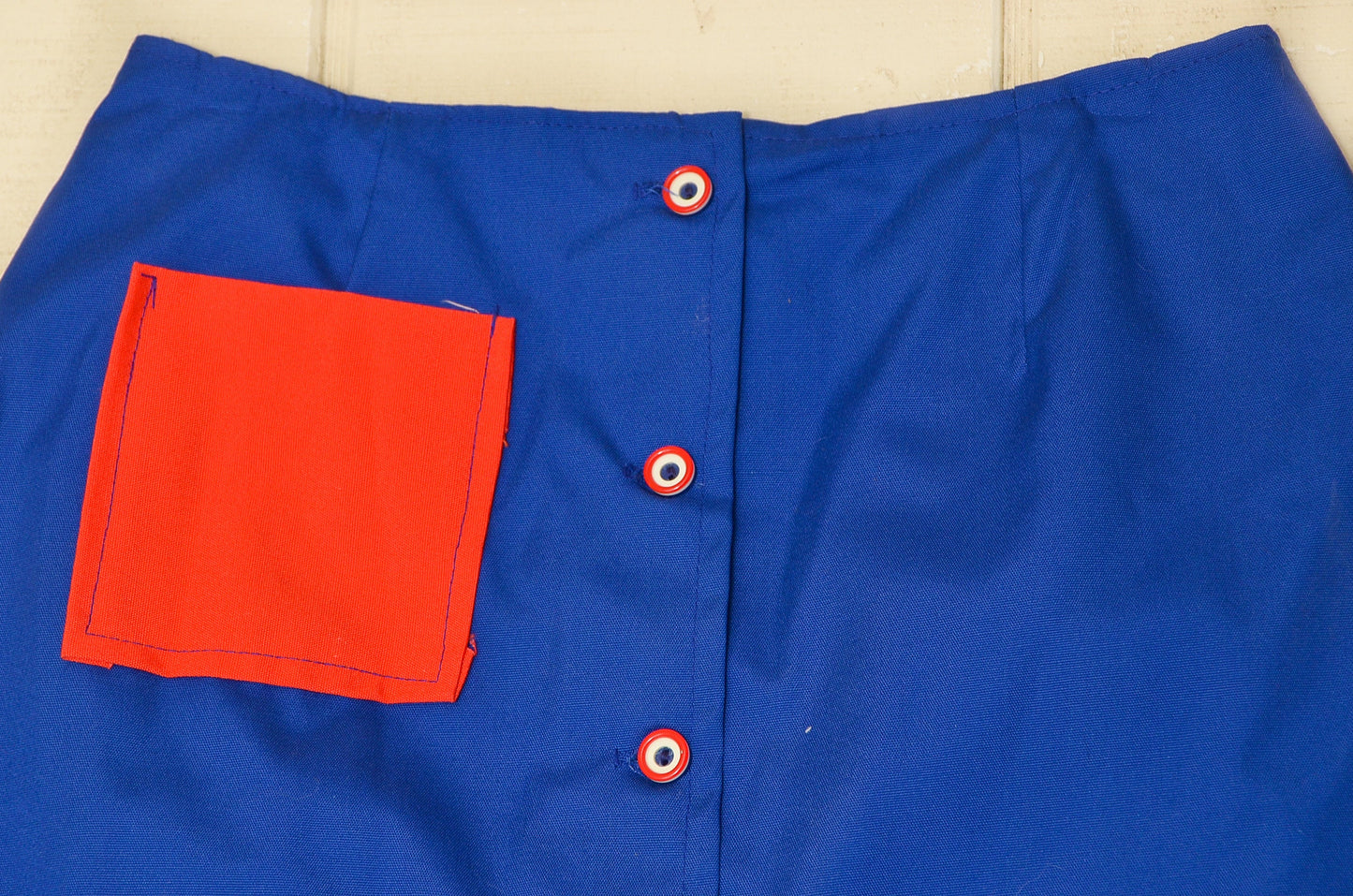 1960s Skort Red & Blue Button Down Sailor Style Deadstock Shorts Skirt W 27