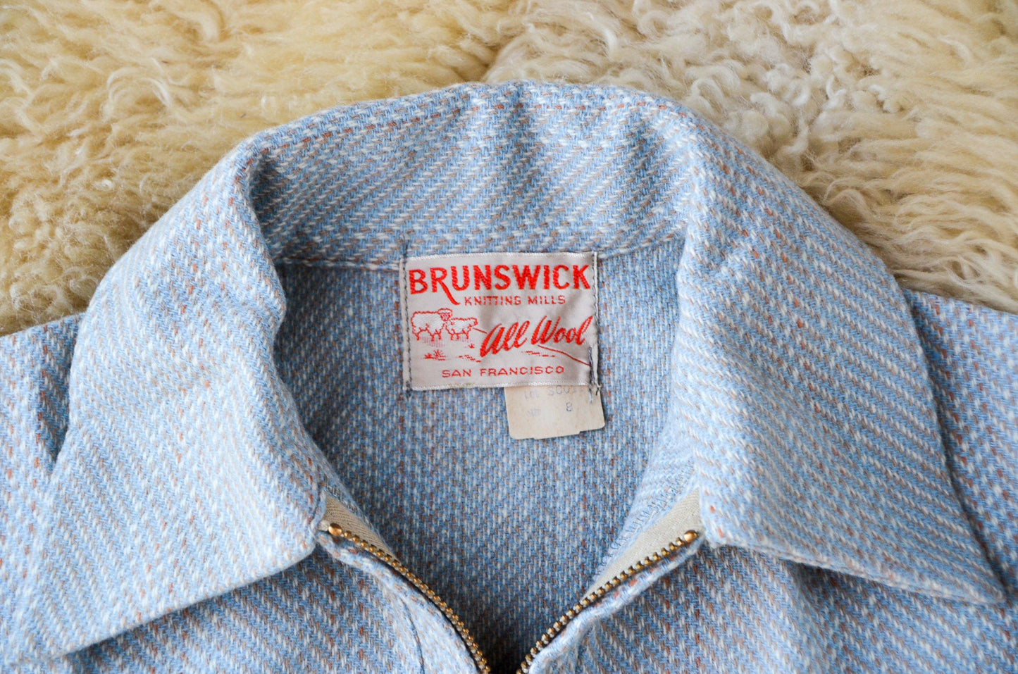 1950s Deadstock Wool Ricky Jacket Blue Plaid Brunswick Bomber Jacket size 8