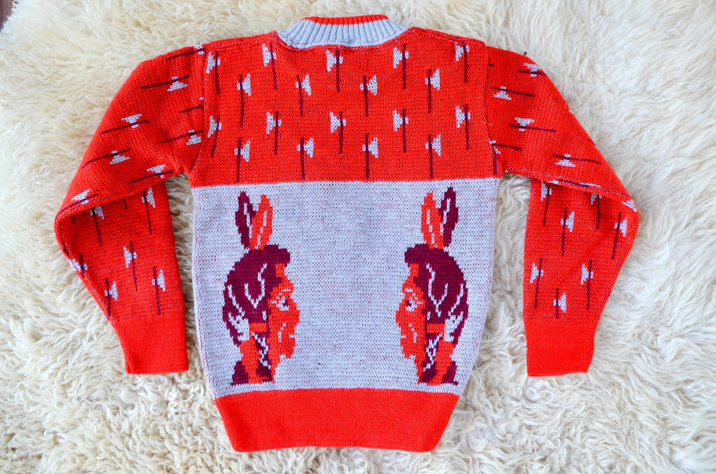 1950s Deadstock Indian Chief Souvenir Kids Wool Ski Sweater size 6