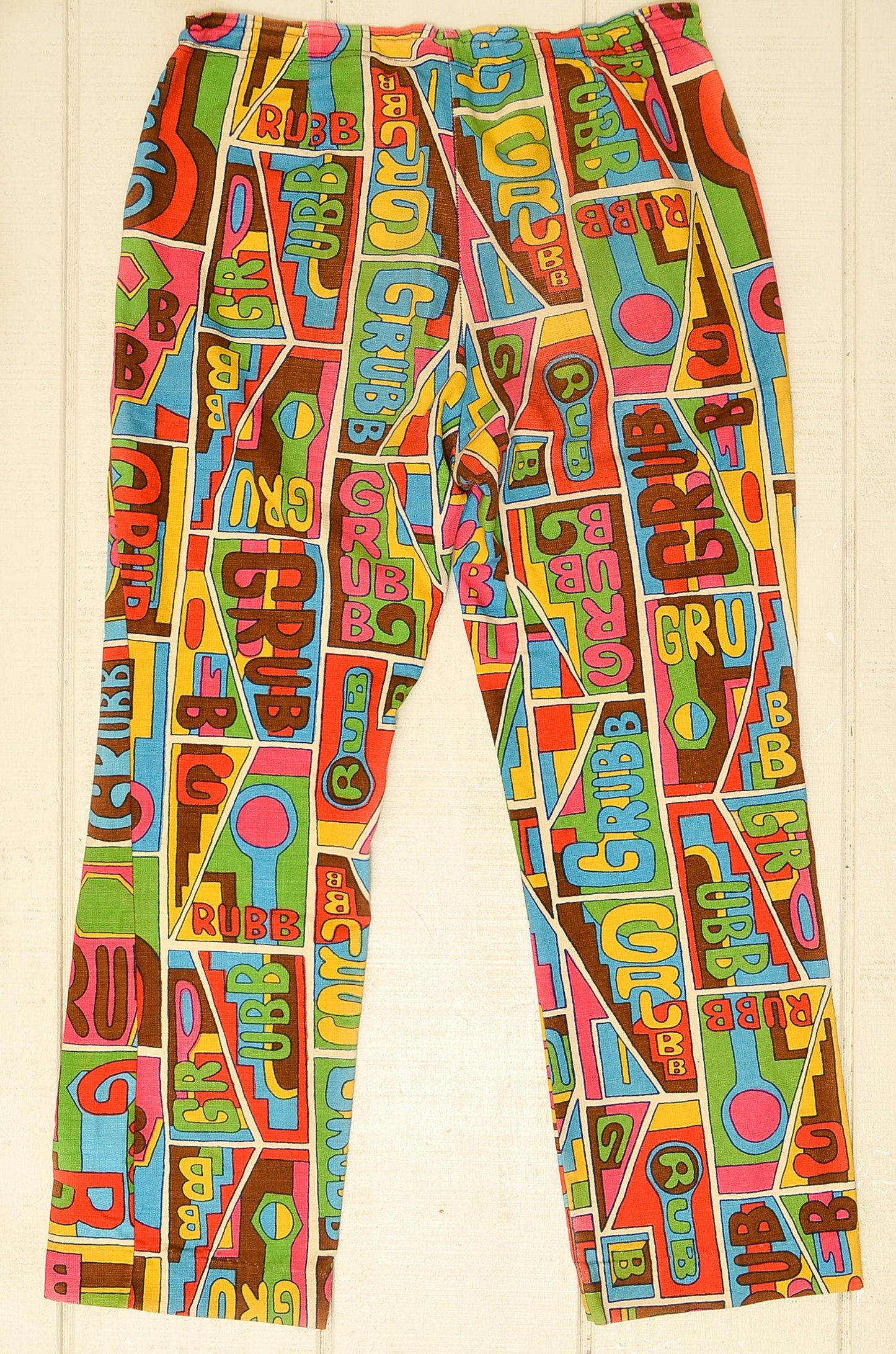 1960s Robert Bruce Grubb Pants Pop Art Print All Over Print Hippie 35 x 29