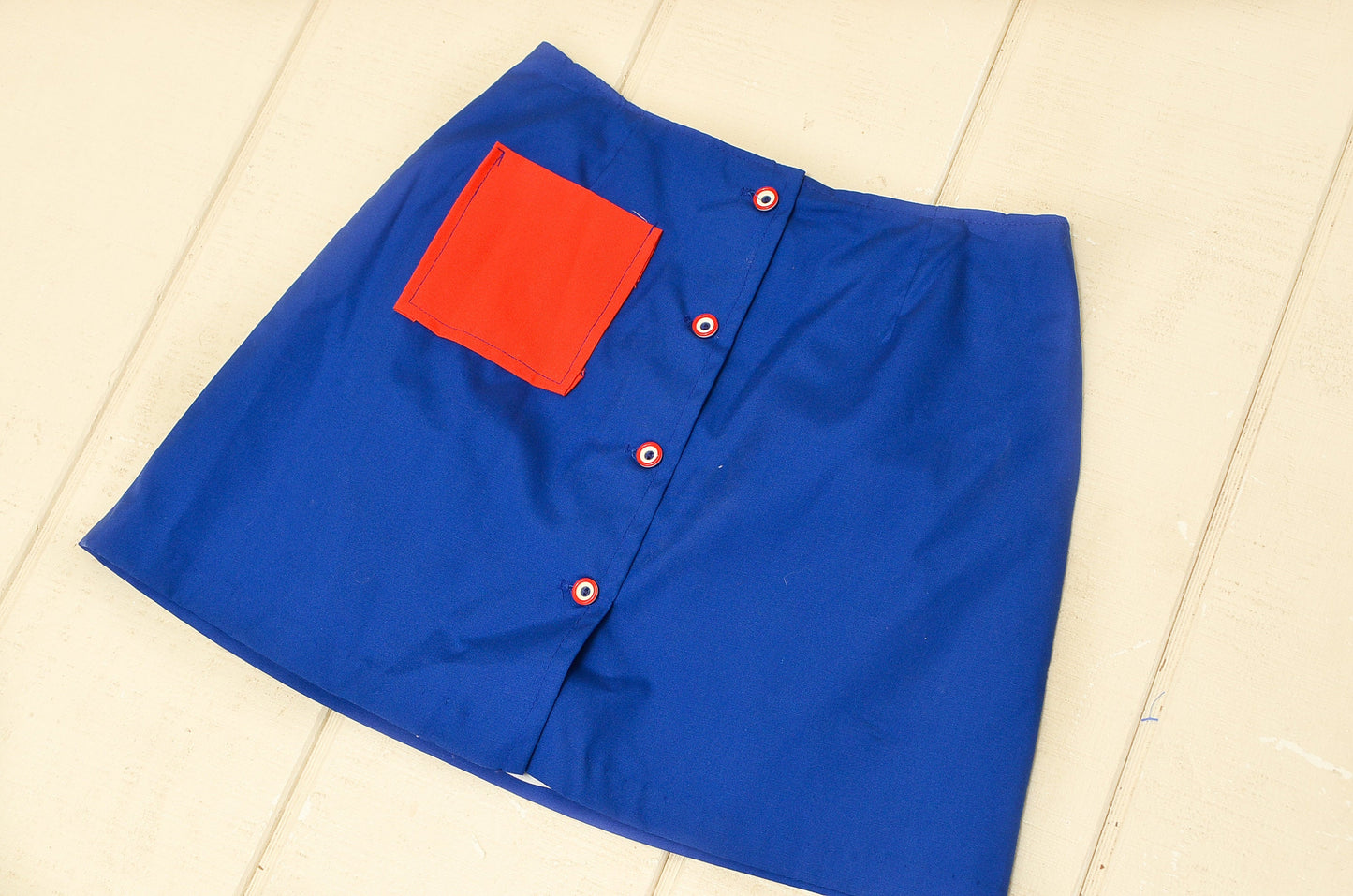 1960s Skort Red & Blue Button Down Sailor Style Deadstock Shorts Skirt W 27