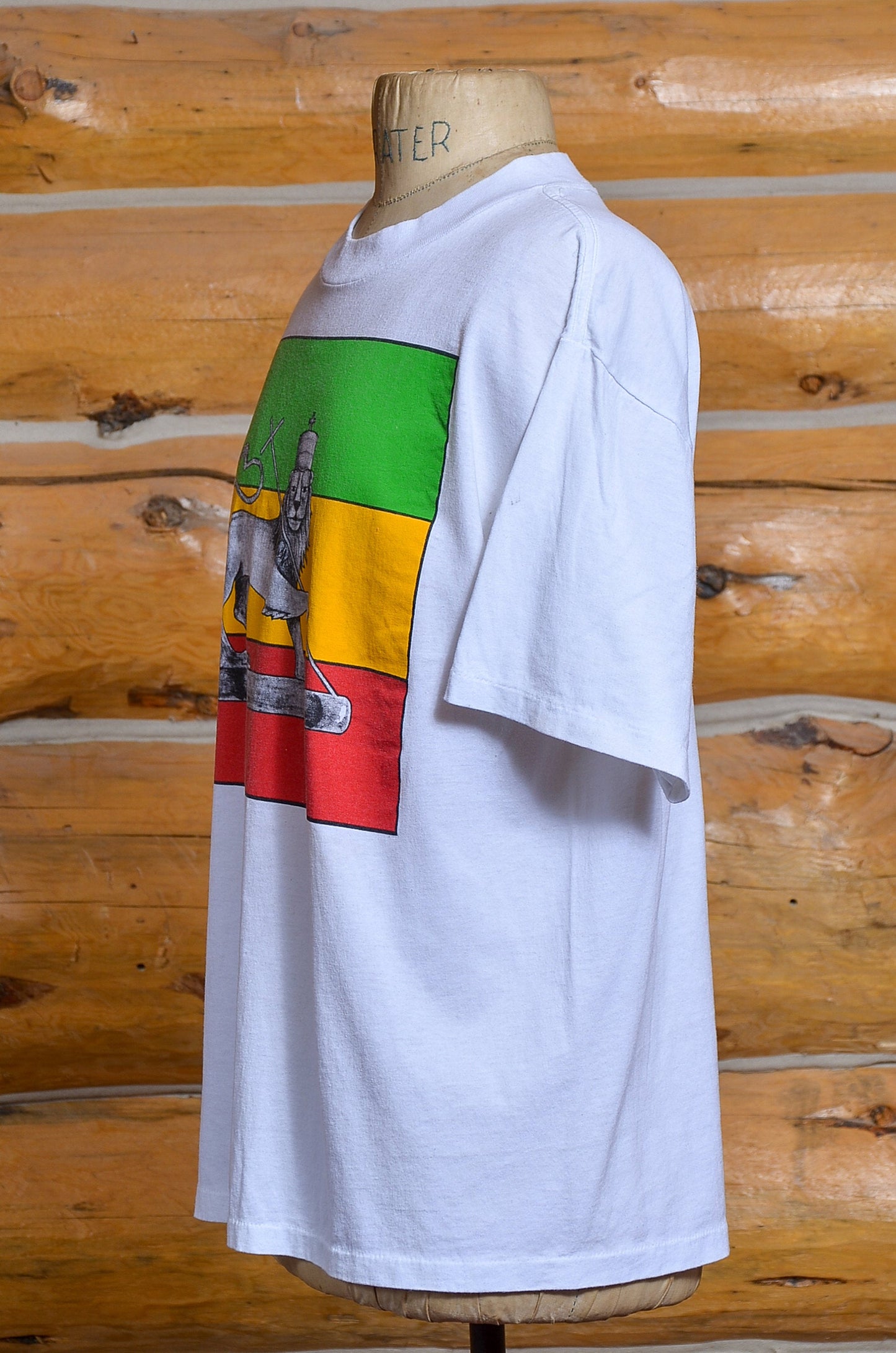 1980s Ethiopia Flag of Emperors Lion Tricolor Flag Cotton T Shirt