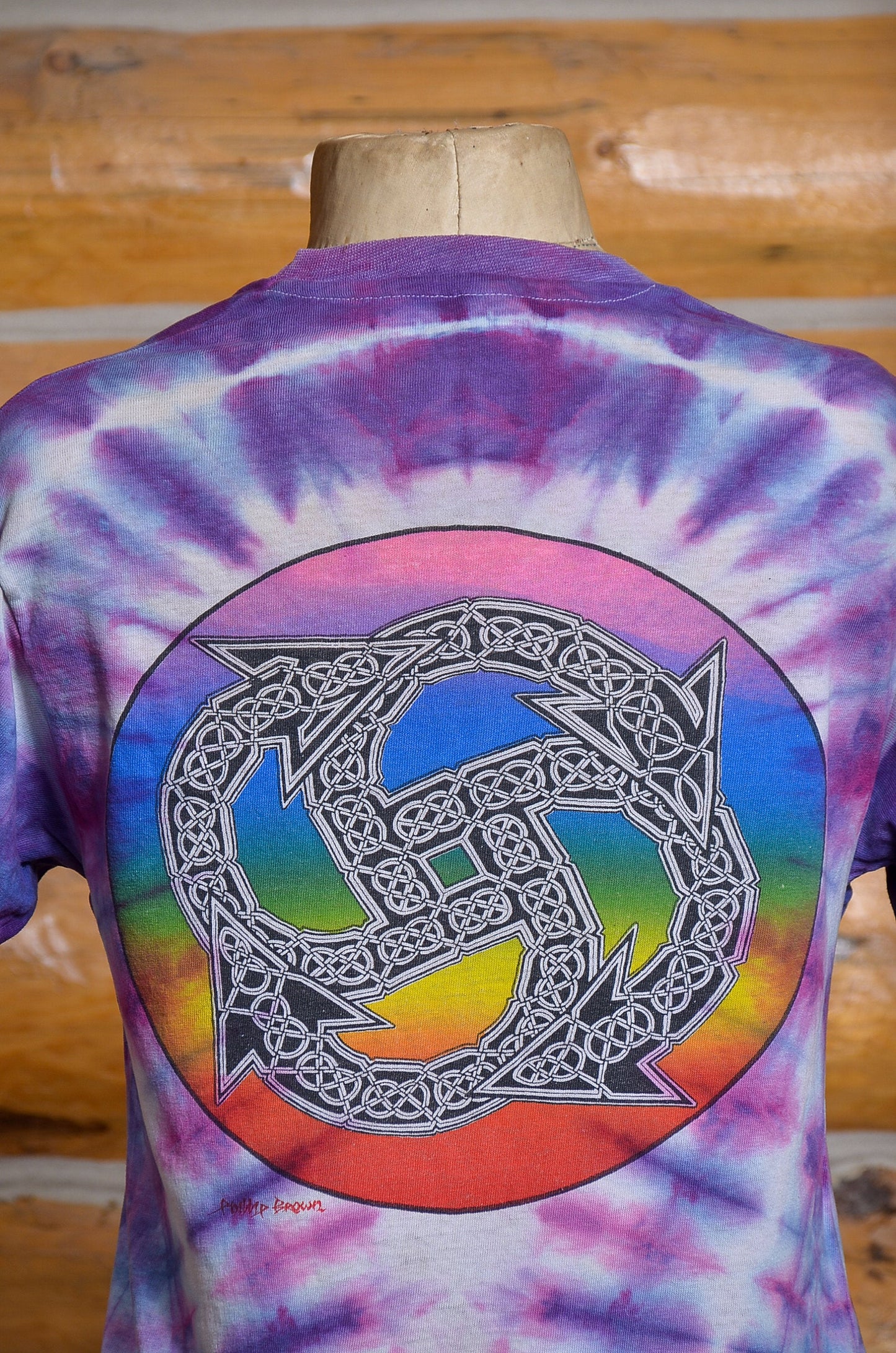 1985 Grateful Dead Phil Brown Front and Back Image Tie Dye Hippie T Shirt