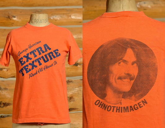 1975 George Harrison Extra Texture Album Front and Back Print Orange Cotton T Shirt