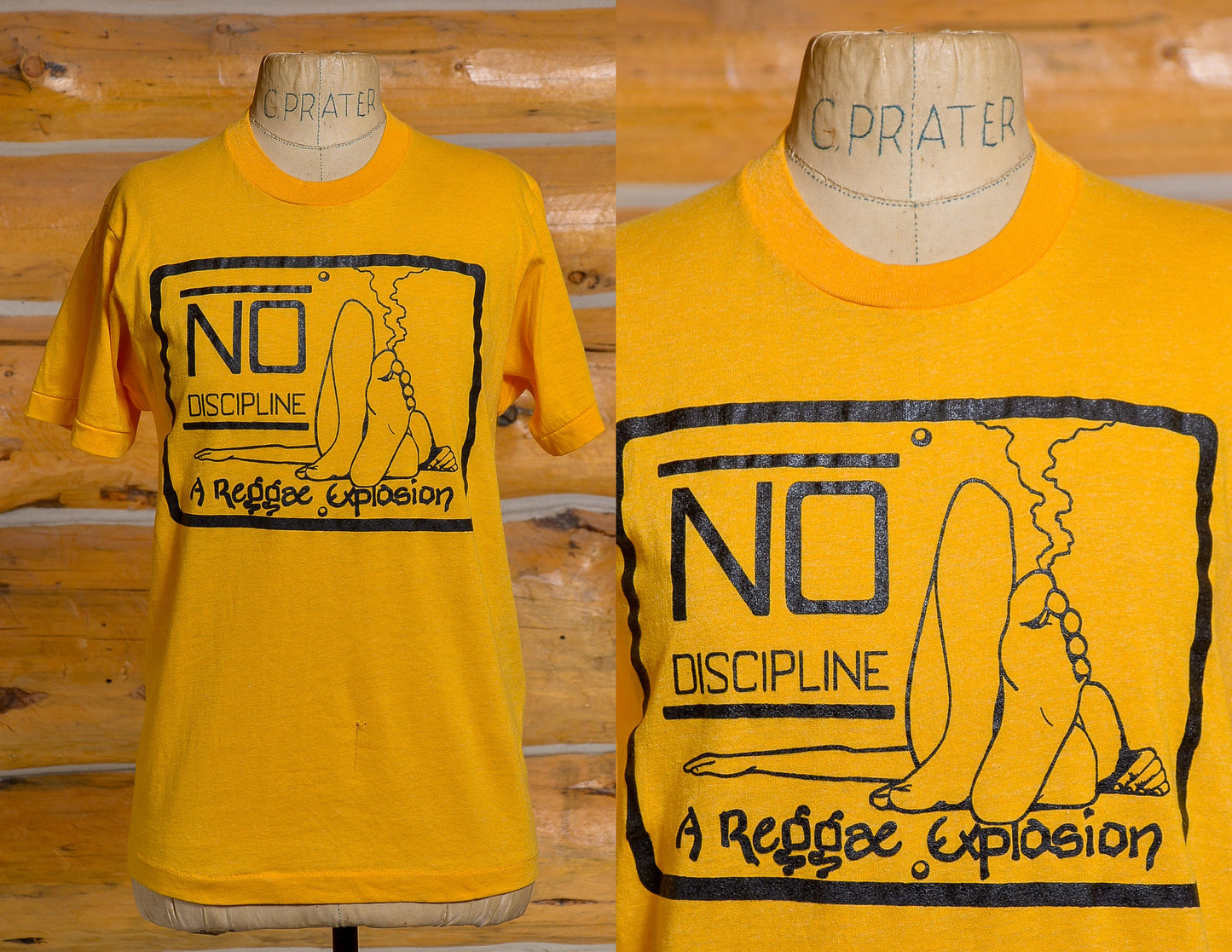 1980s No Discipline A Reggae Explosion Yellow Reggae T Shirt