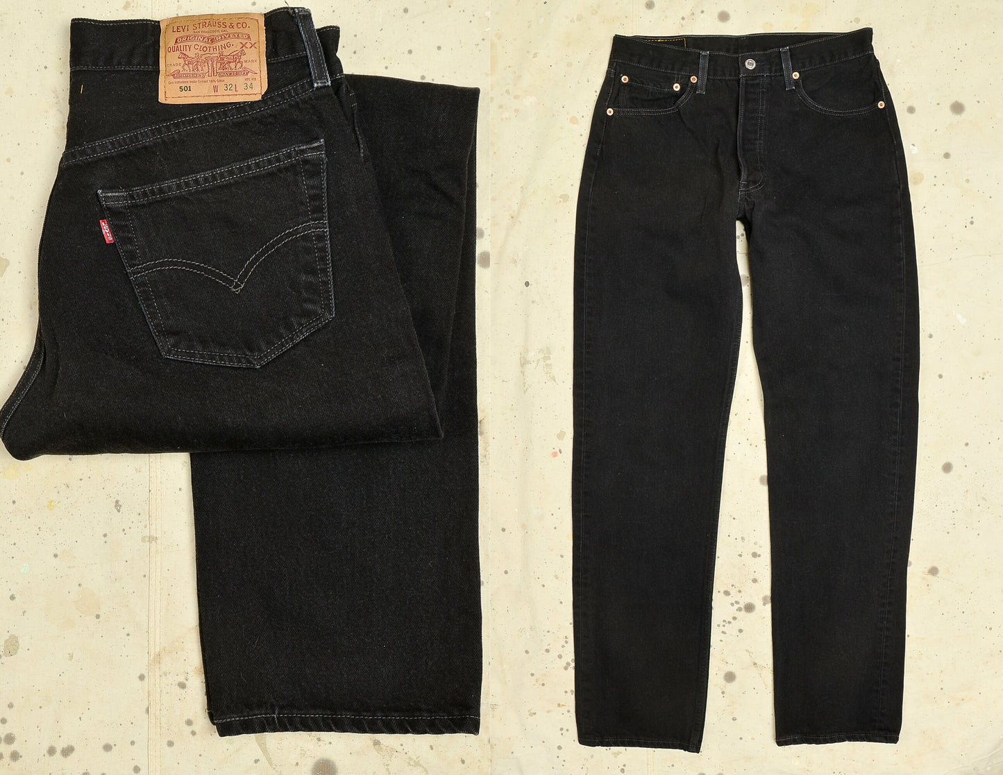 Vintage Levis 501 Black Denim Button Fly Jeans 31 x 34