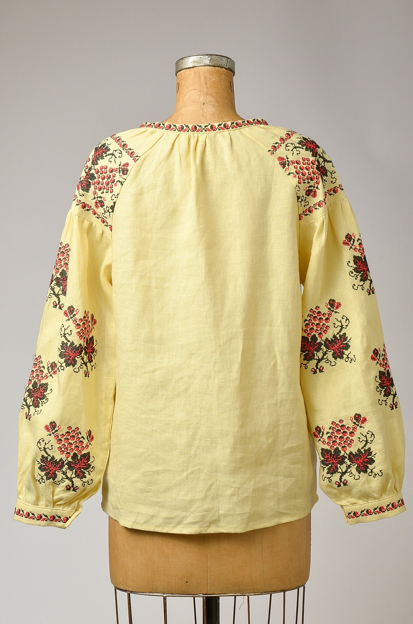 Vintage Embroidered Linen Peasant Blouse