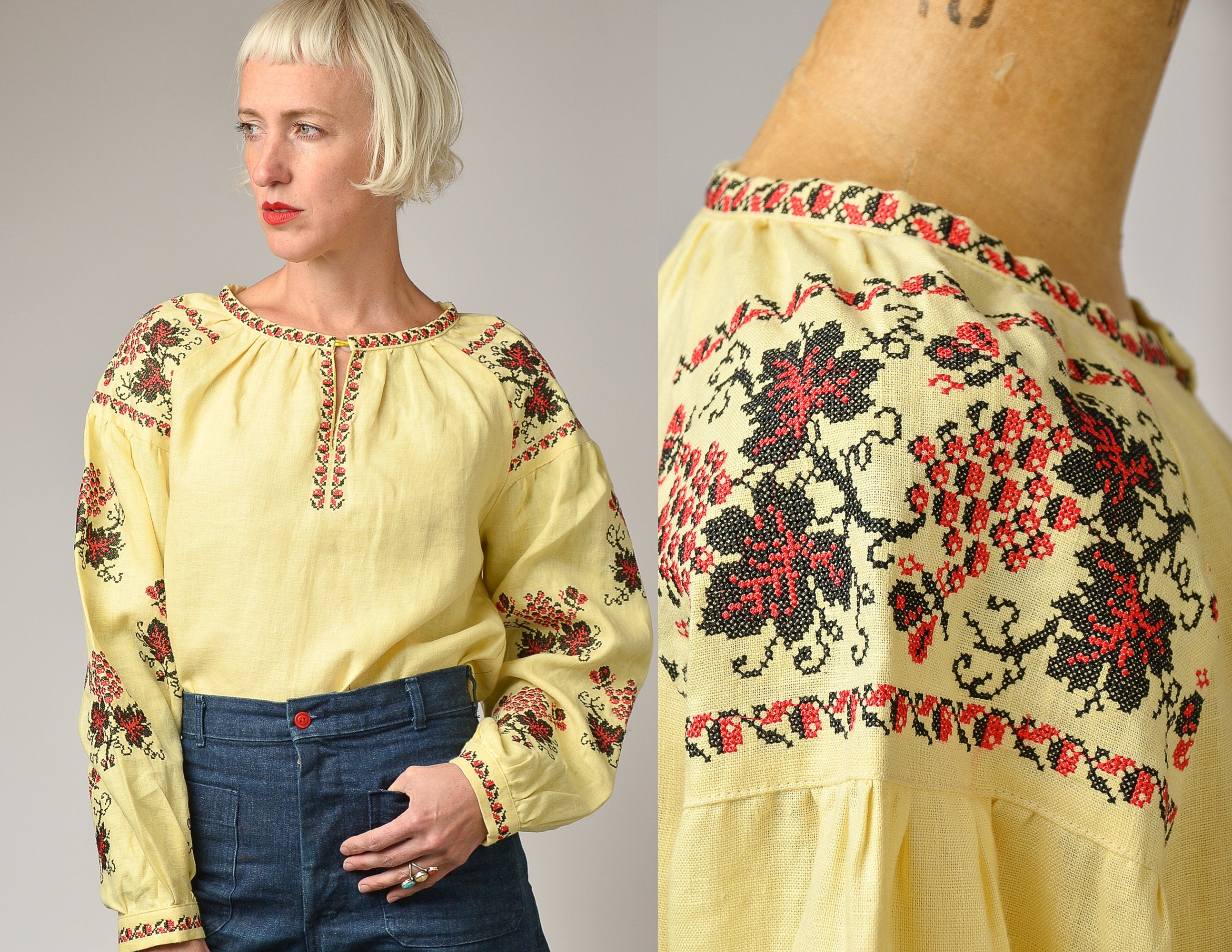 Linen peasant blouse online