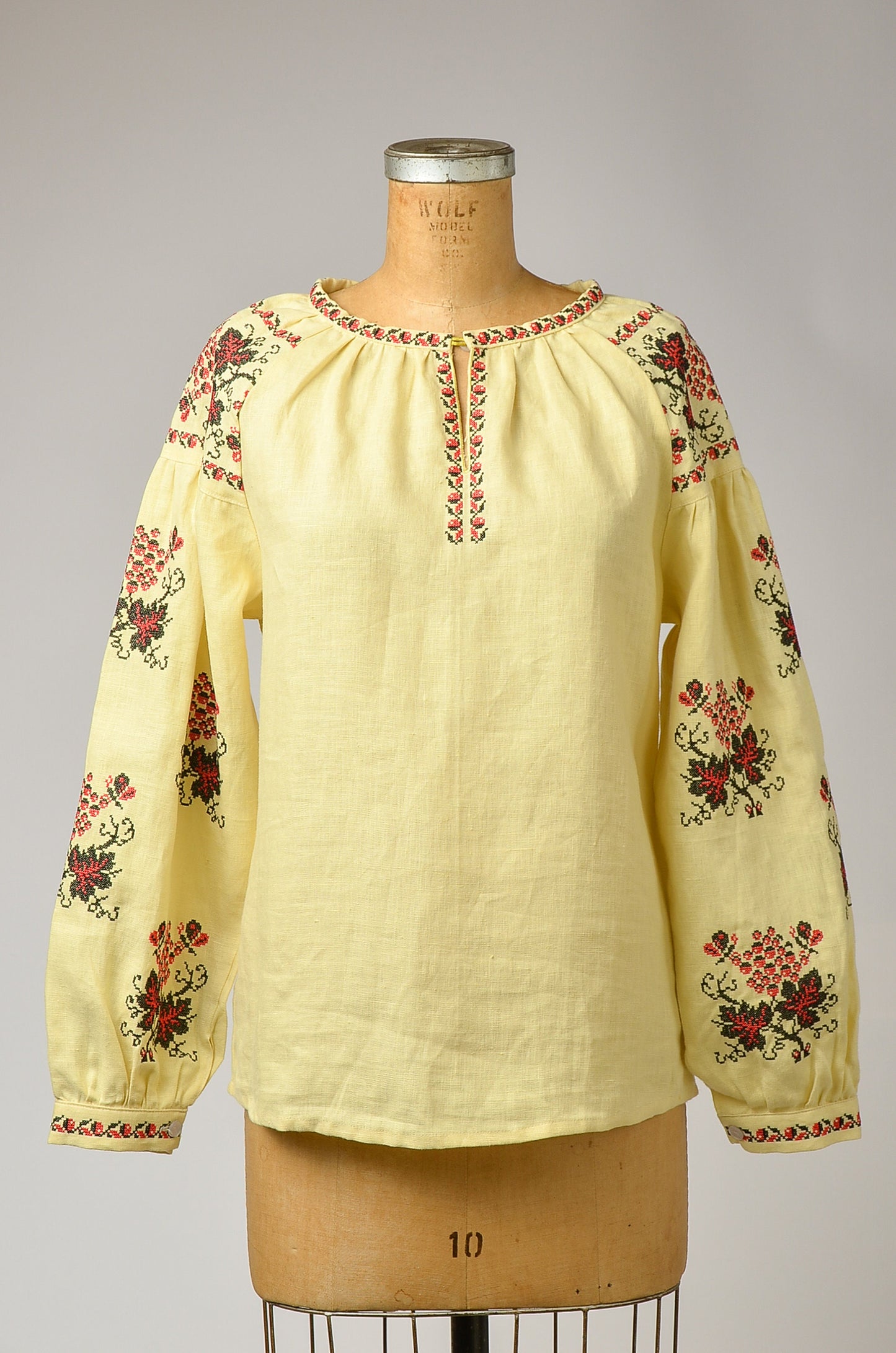 Vintage Embroidered Linen Peasant Blouse