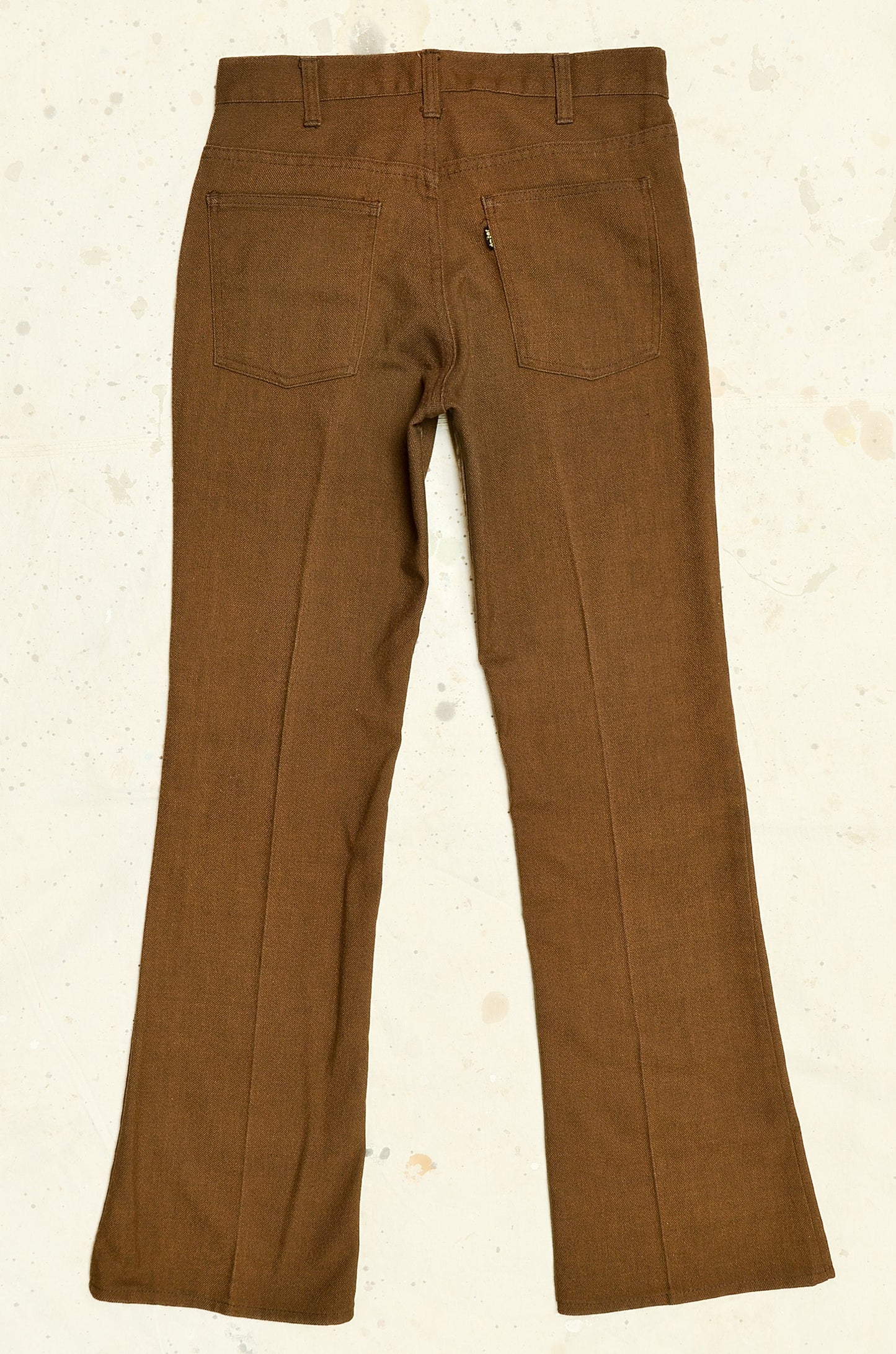 1970s Levis Big E Pants Sta Prest Coyote Brown Flared Jeans 29 x 31